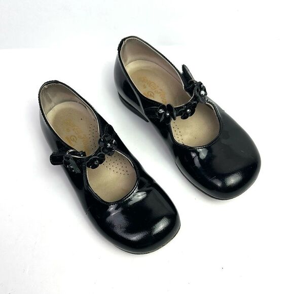 Spring Flowers By Gallucci Italy Black Mary Jane Patent Leather Shoes sz 25 US 8 - Picture 2 of 12